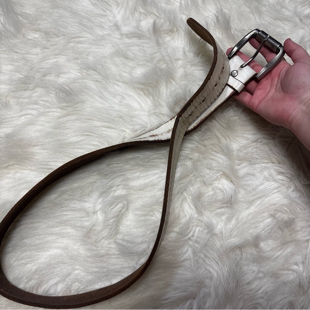 Bill Adler Designs White Genuine Leather Belt size 36
